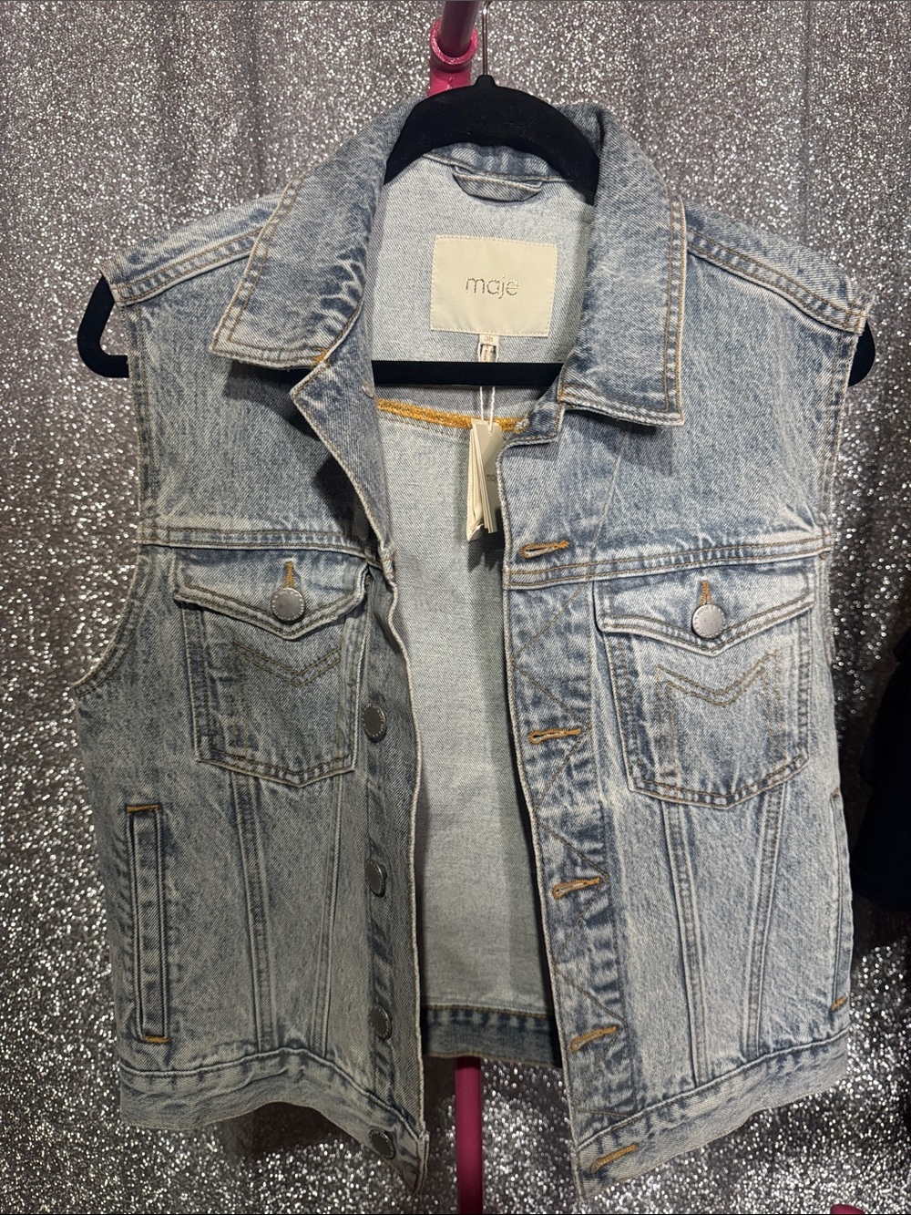 NEW🌟 Maje Benedict Sleeveless Denim Vest Jacket